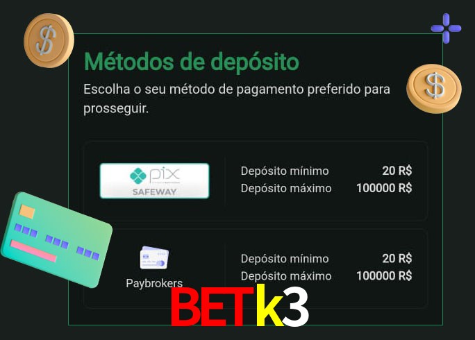 O cassino betk3 oferece uma grande variedade de métodos de pagamento